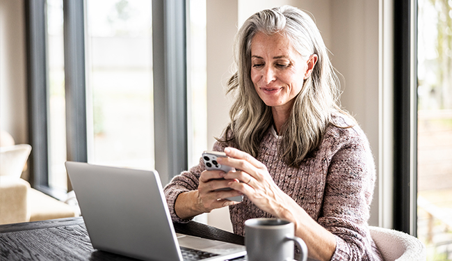 person using mobile banking app