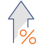 up arrow with percent sign