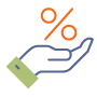 hand with percent sign