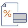 credit card with paper and percent sign
