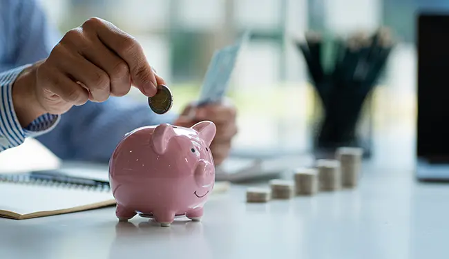 change in a piggy bank